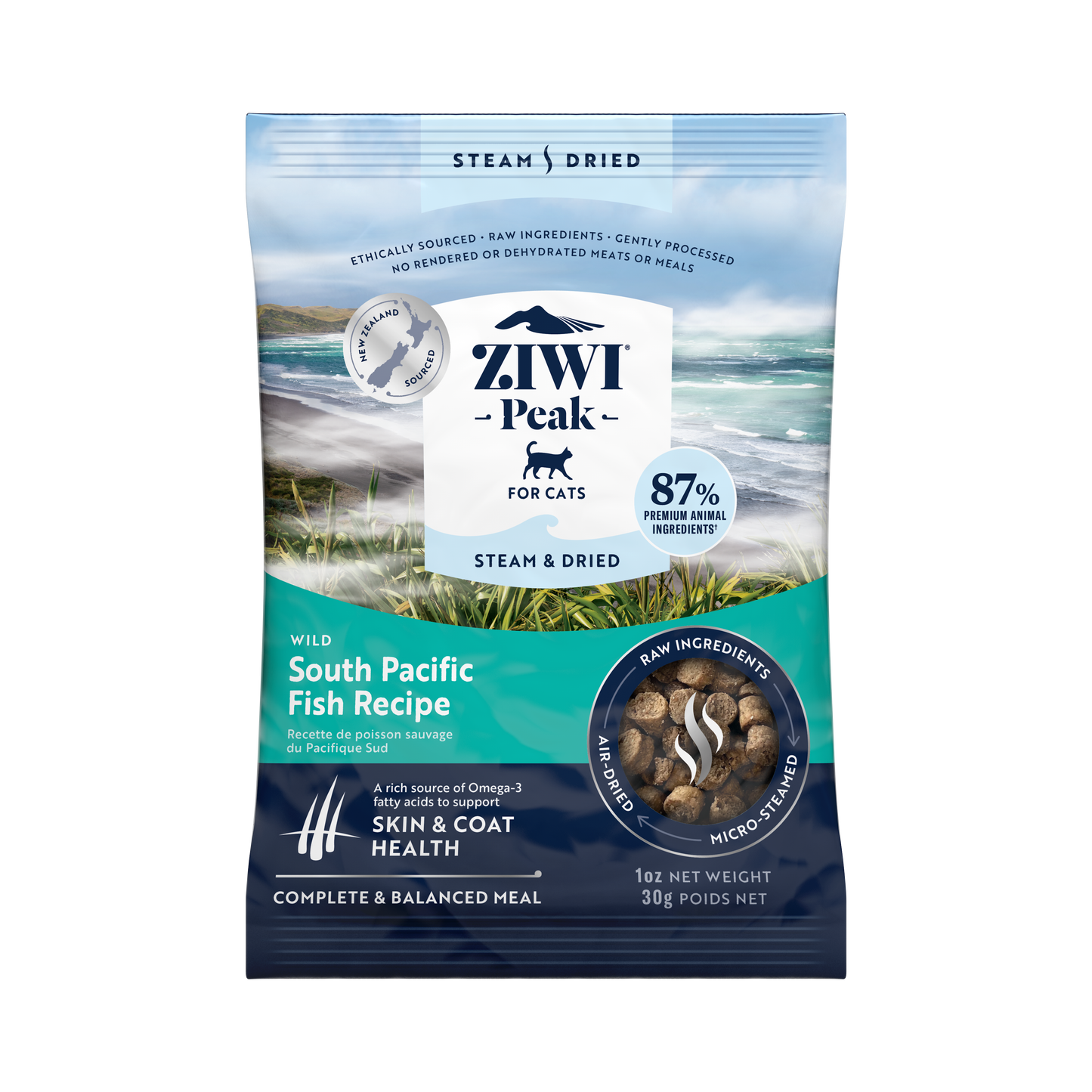 Steam & Dried Wild South Pacific Fish Sample for cats 10 x 30g