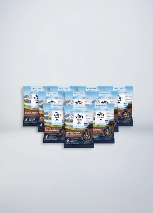 Steam & Dried Beef with Southern Blue Whiting Sample for cats 10 x 30g | Steam & Dried