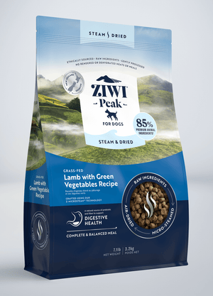Steam Dried Lamb with Green Vegetables Recipe for dogs ZIWI UK